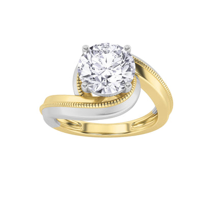 2CTW Round Lab-Grown Diamond Prong Two Tone Solitaire Engagement Ring 1 Stone