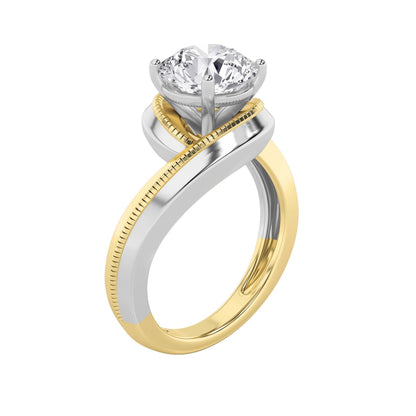 2CTW Round Lab-Grown Diamond Prong Two Tone Solitaire Engagement Ring 1 Stone