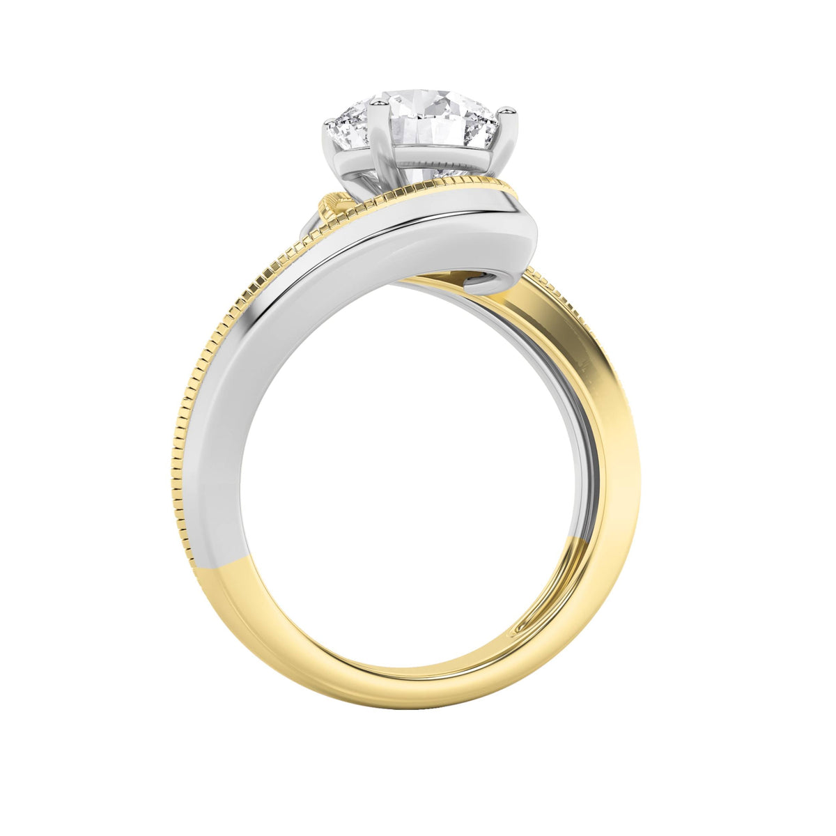 2CTW Round Lab-Grown Diamond Prong Two Tone Solitaire Engagement Ring 1 Stone
