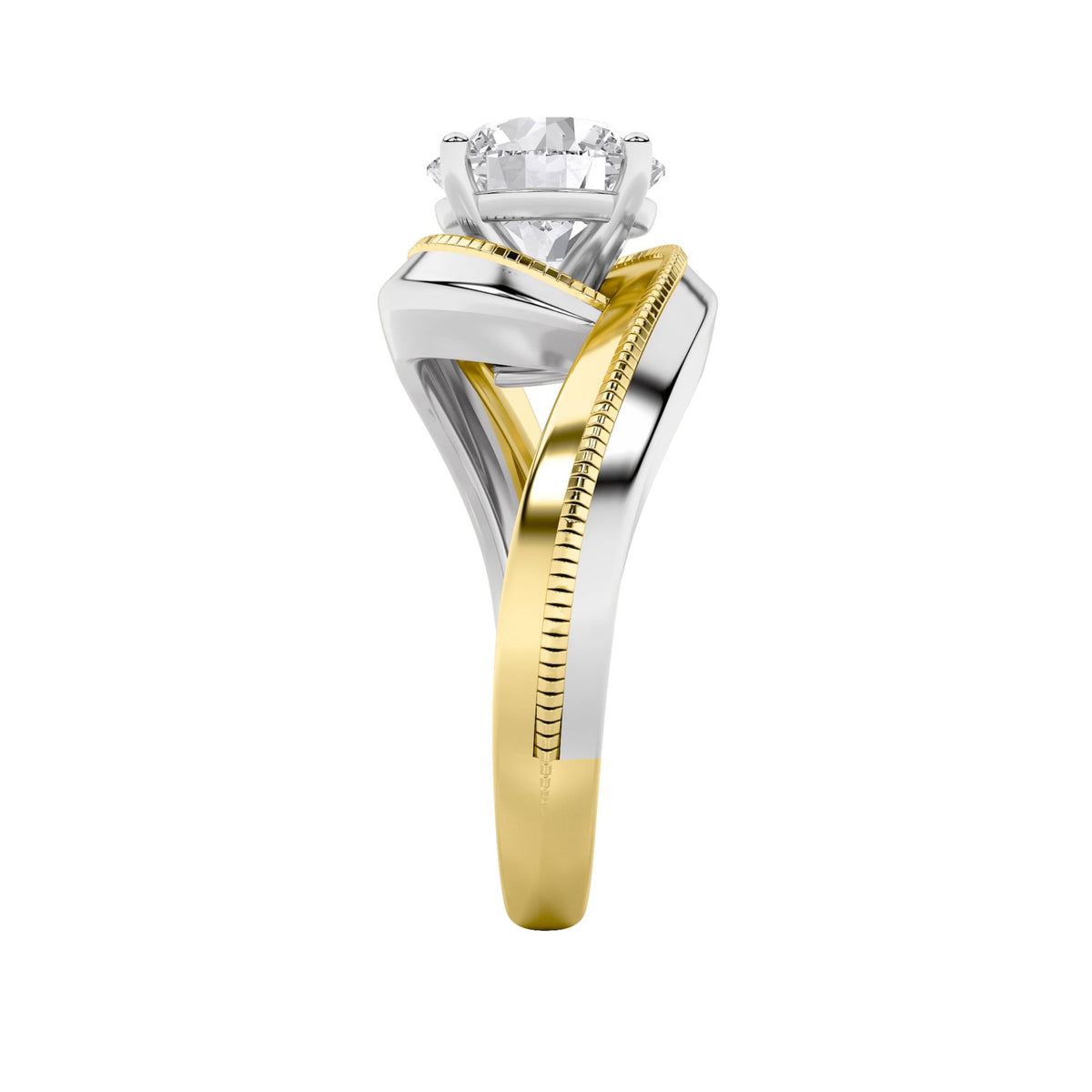 2CTW Round Lab-Grown Diamond Prong Two Tone Solitaire Engagement Ring 1 Stone