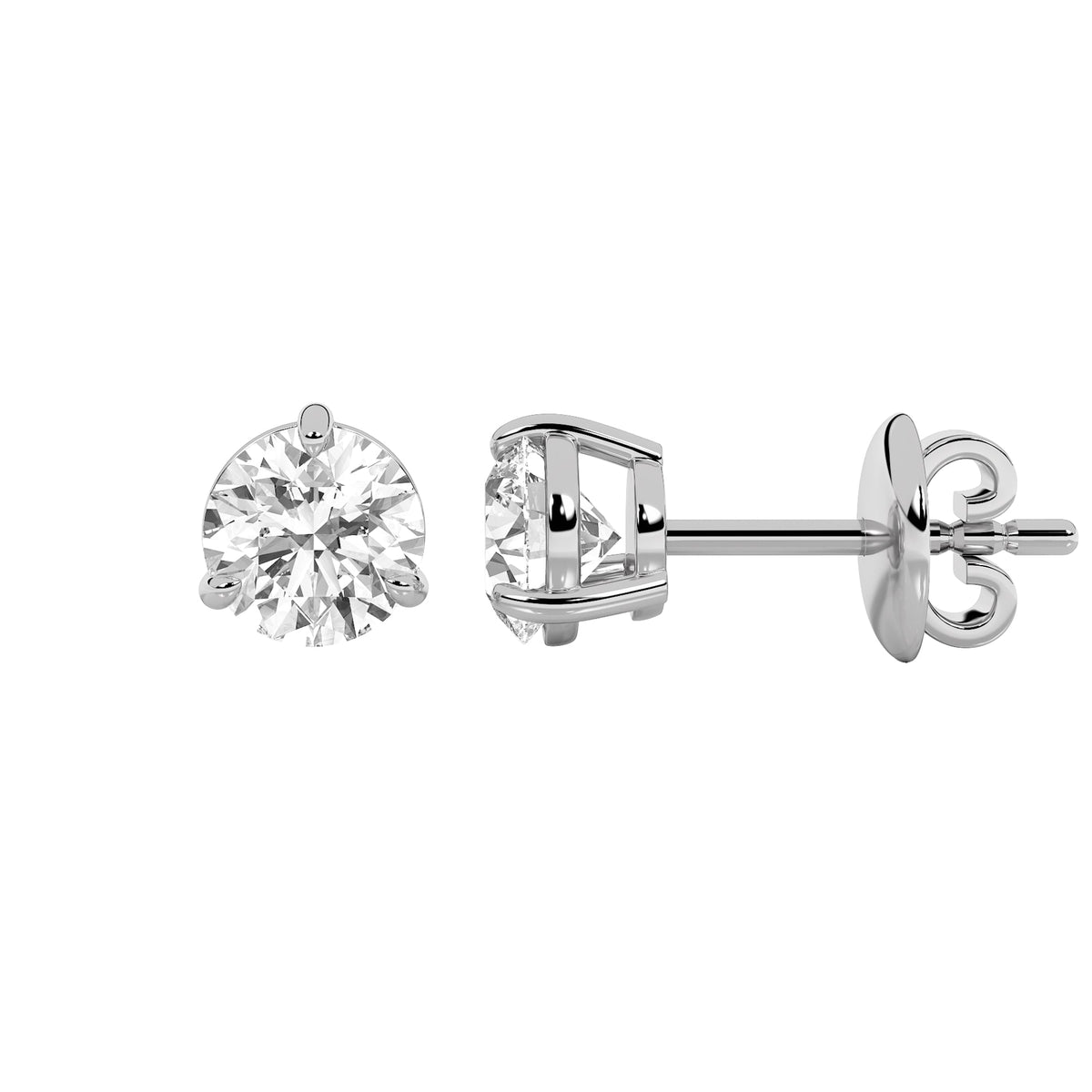 1CTW Round Lab-Grown Diamond Prong Stud Earring 2 Stones