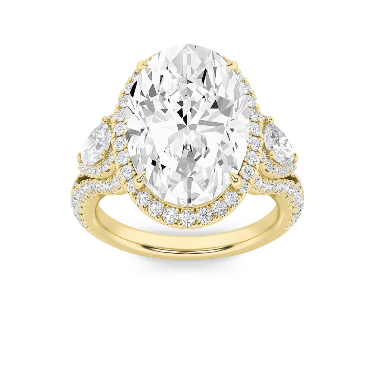 7.25CTW Oval Lab-Grown Diamond Prong Bold Accented Engagement Ring 133 Stones