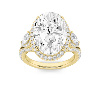 7.25CTW Oval Lab-Grown Diamond Prong Bold Accented Engagement Ring 133 Stones