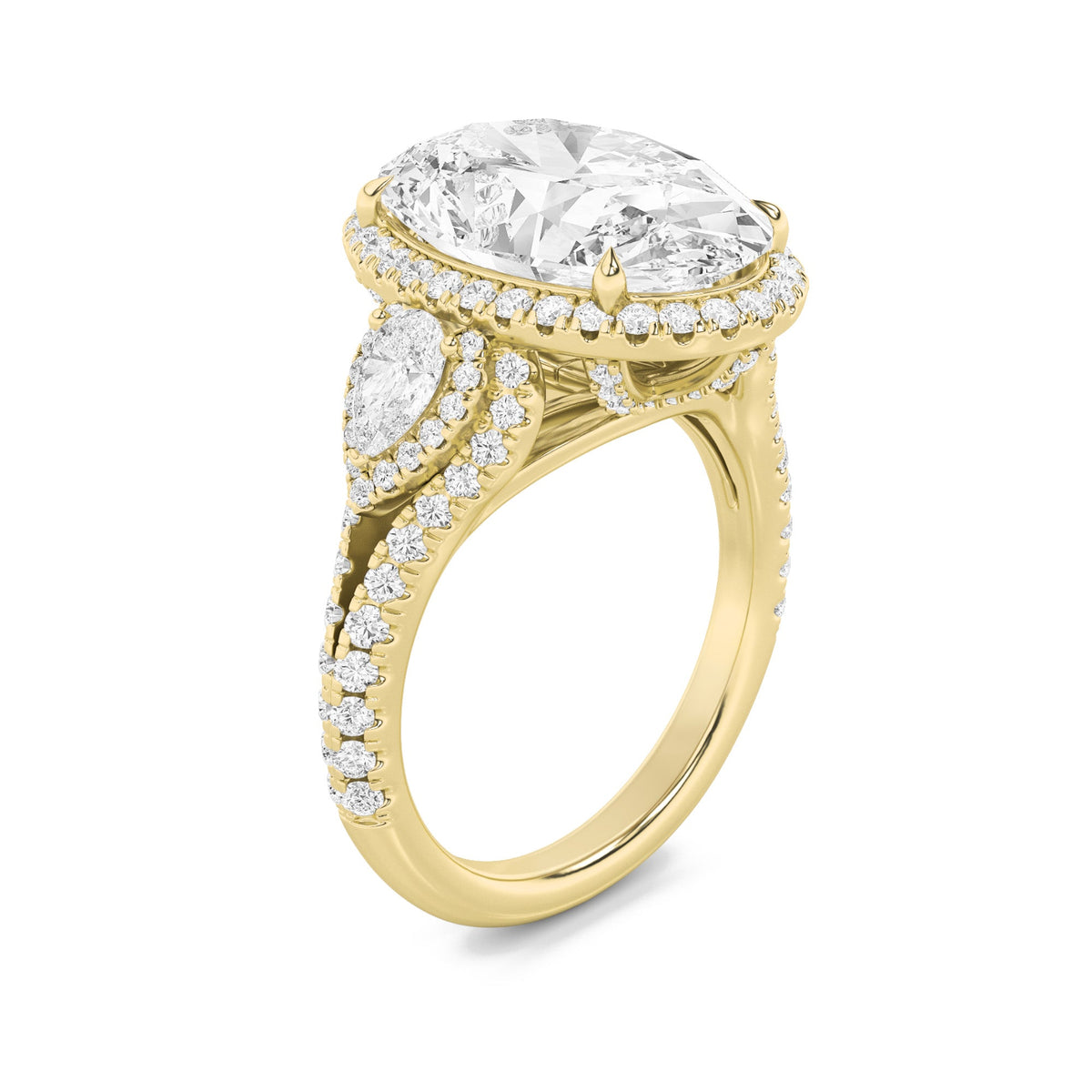 7.25CTW Oval Lab-Grown Diamond Prong Bold Accented Engagement Ring 133 Stones