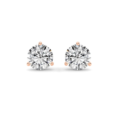 3.5CTW Round Lab-Grown Diamond Three Prong Martini Stud Earrings 2 Stones
