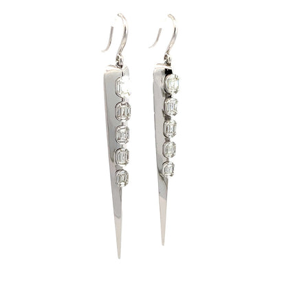 DANGLE ICICLE DIAMOND EARRINGS IN 18K White Gold