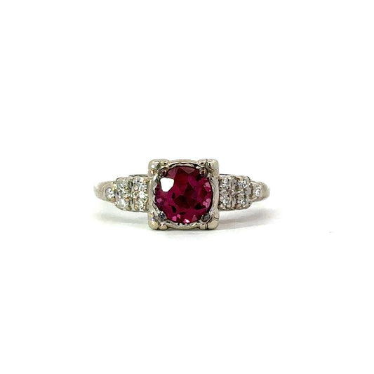 PinkTourmaline & Diamond Ring in 14k White Gold