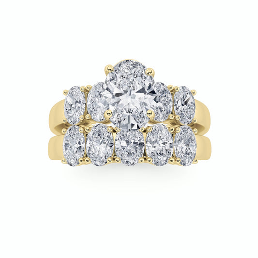 2.5CTW Oval Lab-Grown Diamond Prong Bridal Set with Matching Band and Ring 10 Stones