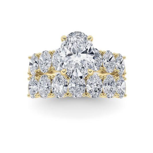 3.5CTW Oval Lab-Grown Diamond Prong Bridal Set with Matching Band and Ring 14 Stones