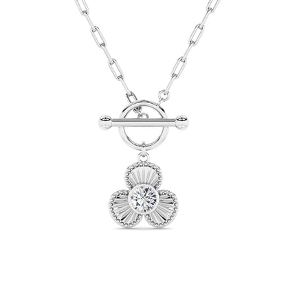 1CTW Round Lab-Grown Diamond Bezel Clover Toggle Necklace