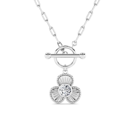 1CTW Round Lab-Grown Diamond Bezel Clover Toggle Necklace