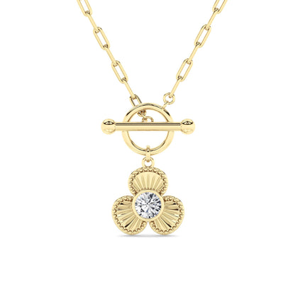 1CTW Round Lab-Grown Diamond Bezel Clover Toggle Necklace