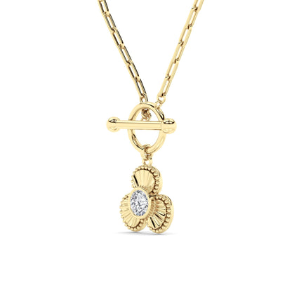 1CTW Round Lab-Grown Diamond Bezel Clover Toggle Necklace