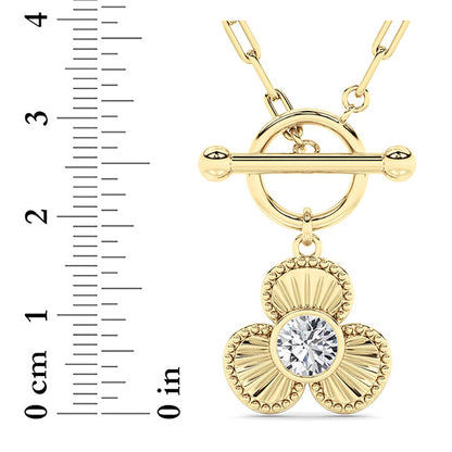 1CTW Round Lab-Grown Diamond Bezel Clover Toggle Necklace