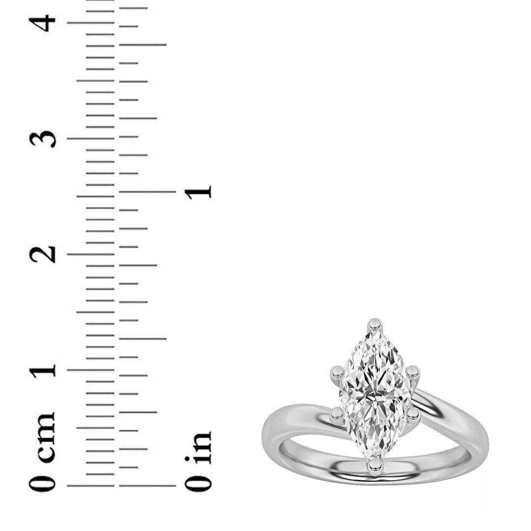 2CTW Marquise Lab-Grown Diamond Prong Bypass Solitaire Ring 1 Stone