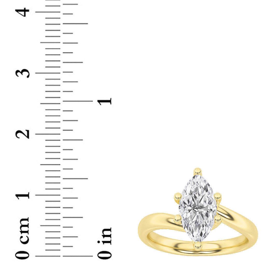 2CTW Marquise Lab-Grown Diamond Prong Bypass Solitaire Ring 1 Stone