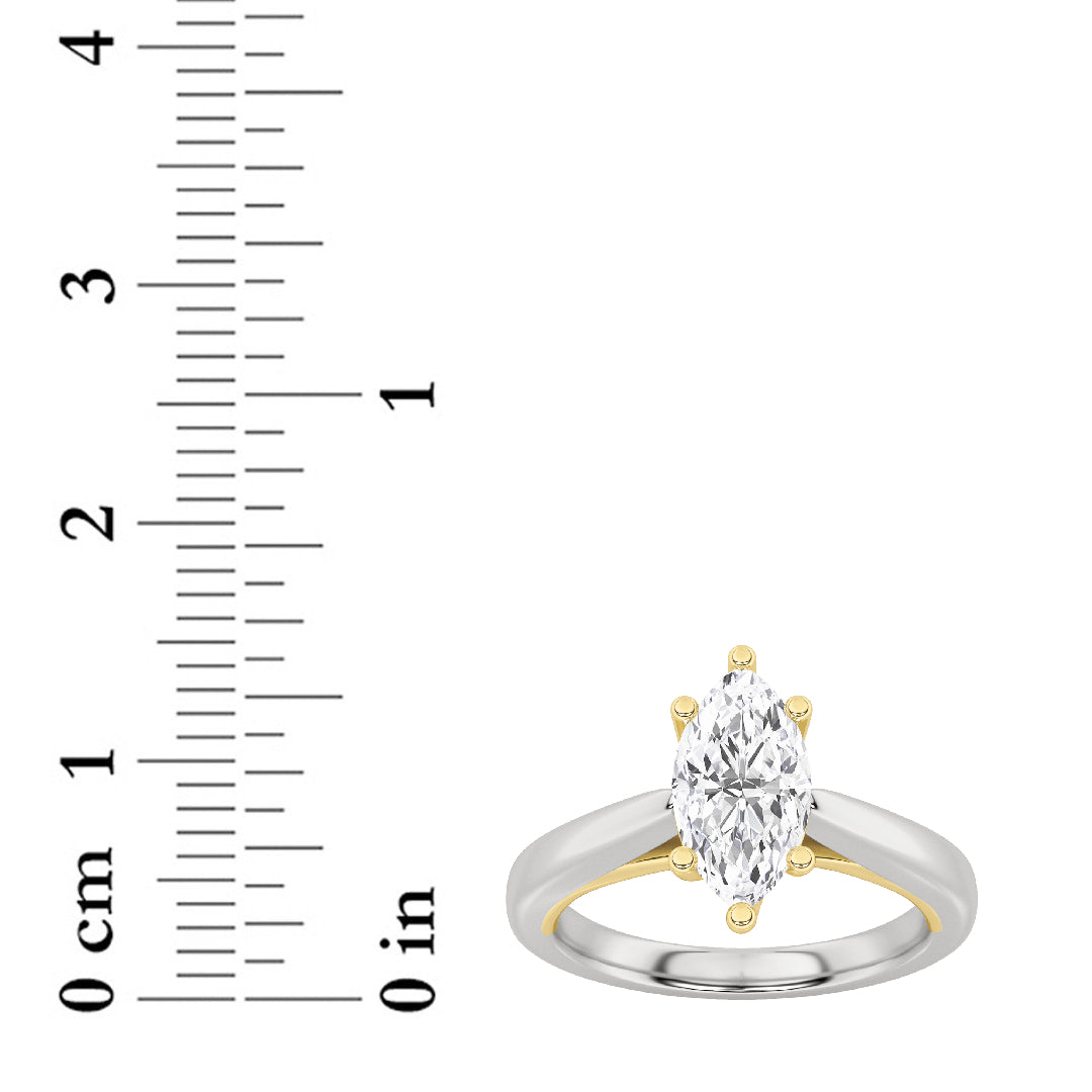 2CTW Marquise Lab-Grown Diamond Prong Cathedral Solitaire Ring 1 Stone