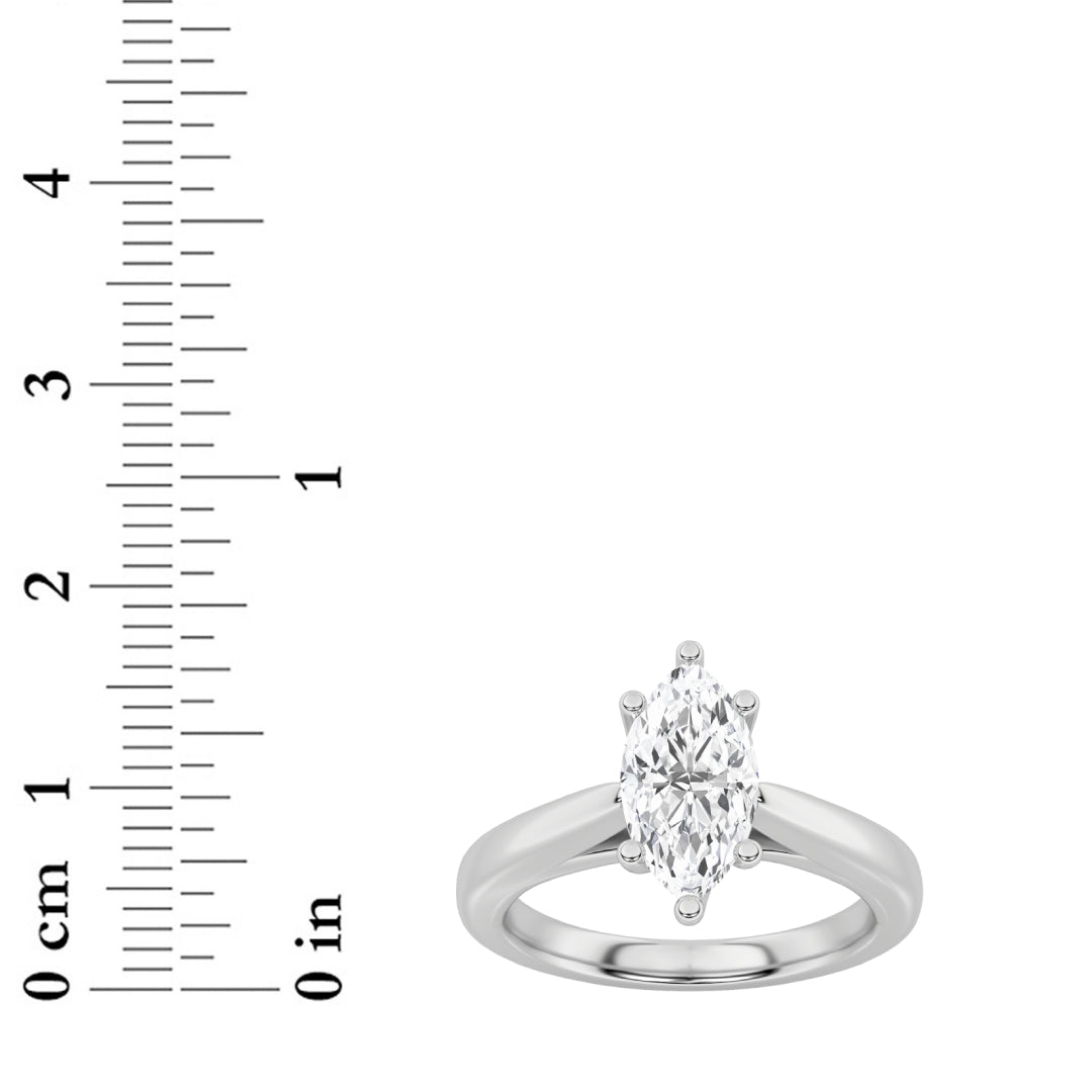 3CTW Marquise Lab-Grown Diamond Prong Cathedral Solitaire Ring 1 Stone