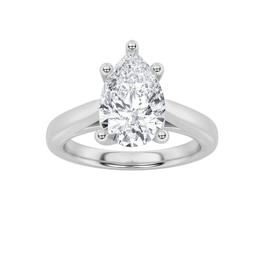 3CTW Pear Lab-Grown Diamond Prong Cathedral Solitaire Ring 1 Stone