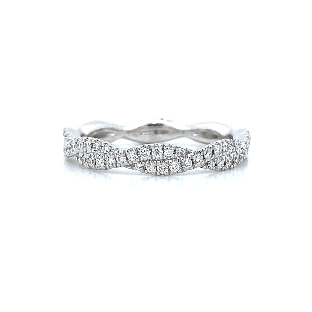 Half Eternity Twist Band in 14K White Gold