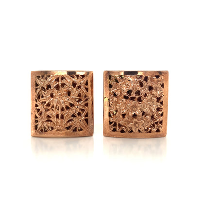 Floral Cuff Links in 14K Rose Gold