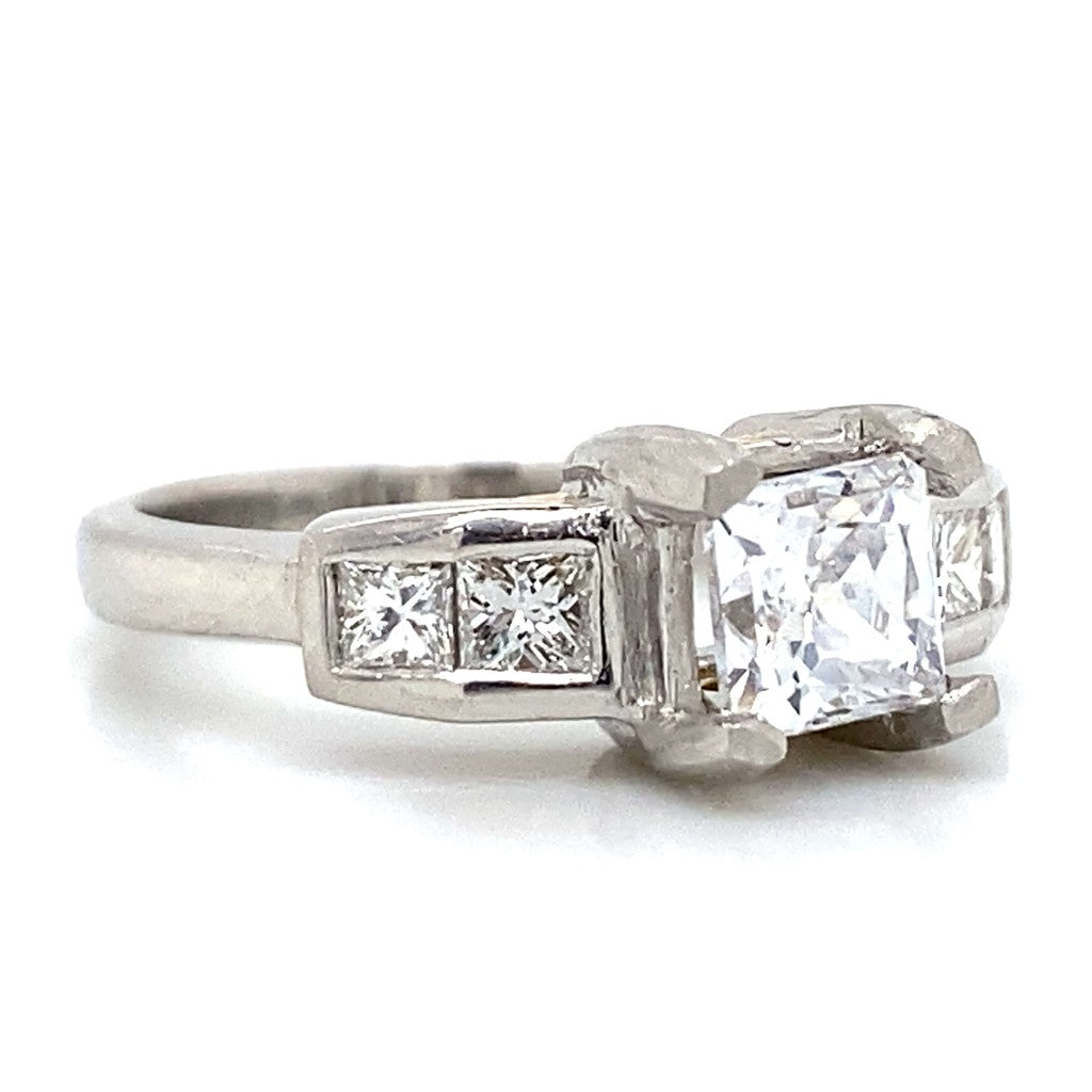 Five Stone Princess Shaped Engagement Ring in Platinum