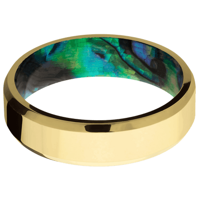 14K Yellow Gold + Polish , Polish Finish + Abalone