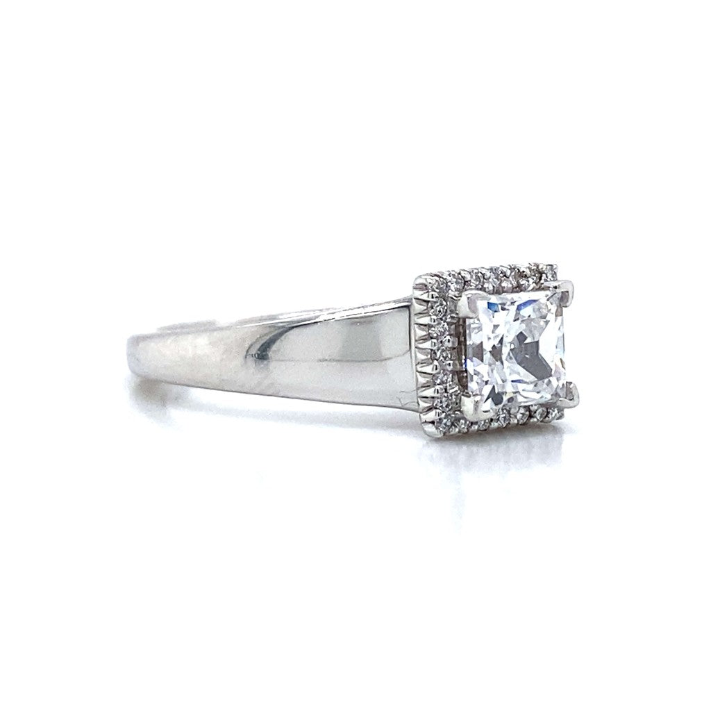 Ritani Square Halo Engagement Ring in 18K White Gold