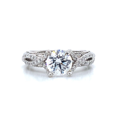Verragio Pave Twisted Shank Engagement Ring in 18K White Gold