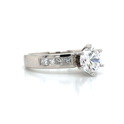 Side Stone Channel Engagement Ring in Platinum