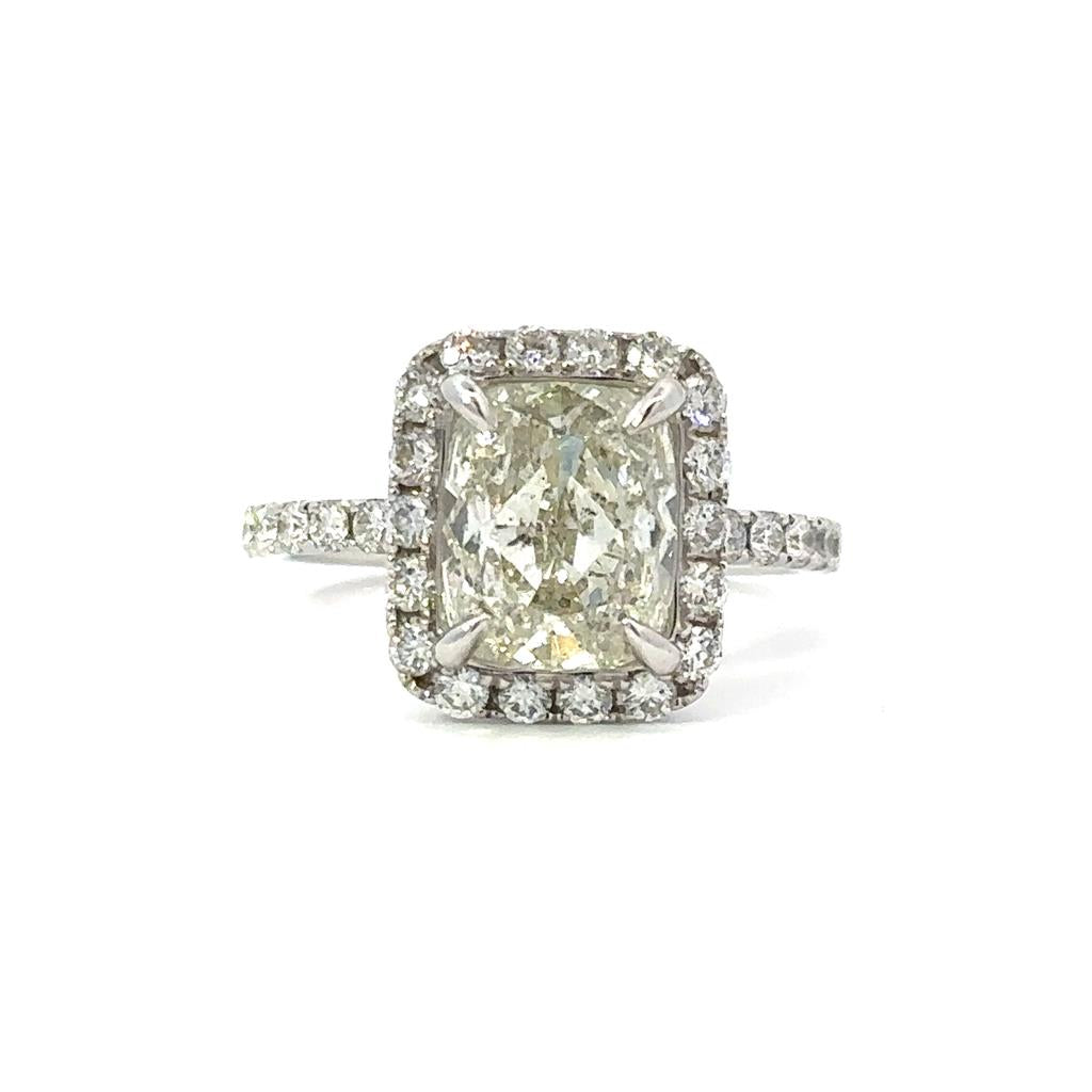 Cushion Halo Engagement Ring in 18K White Gold