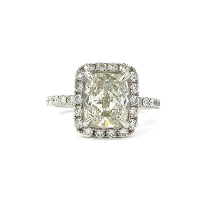 Cushion Halo Engagement Ring in 18K White Gold