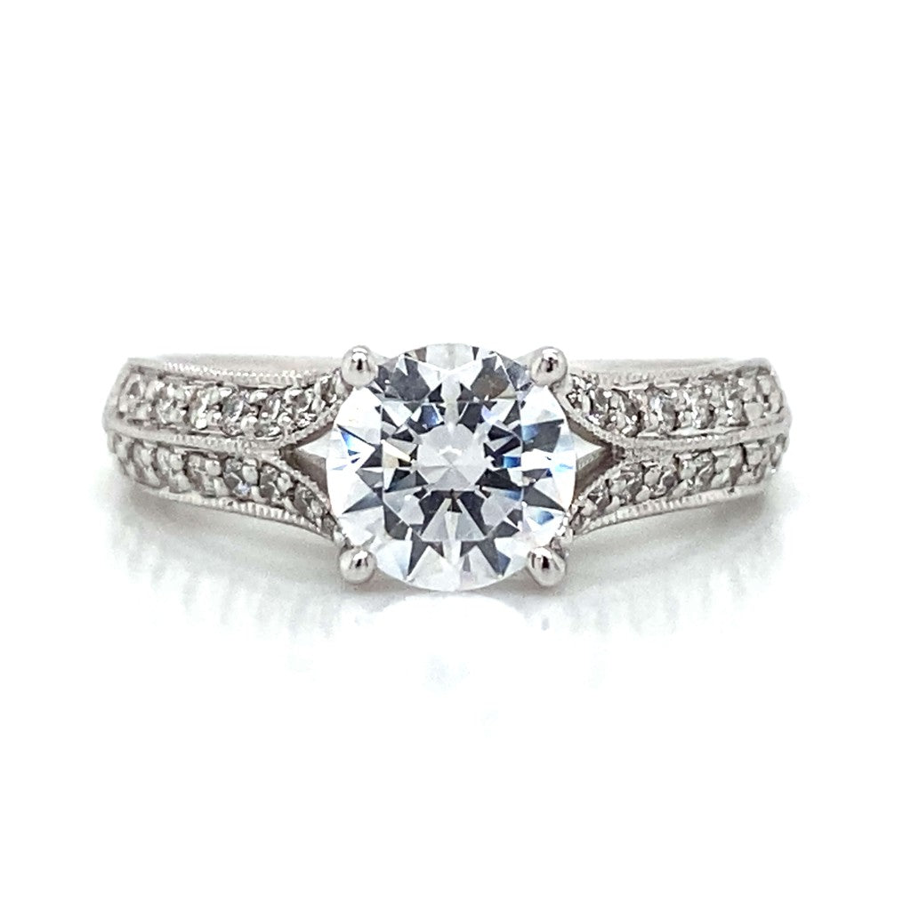 Ritani Pave Split Shank Engagement Ring in 14K White Gold