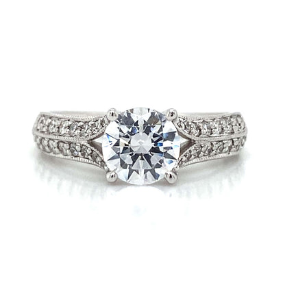 Ritani Pave Split Shank Engagement Ring in 14K White Gold