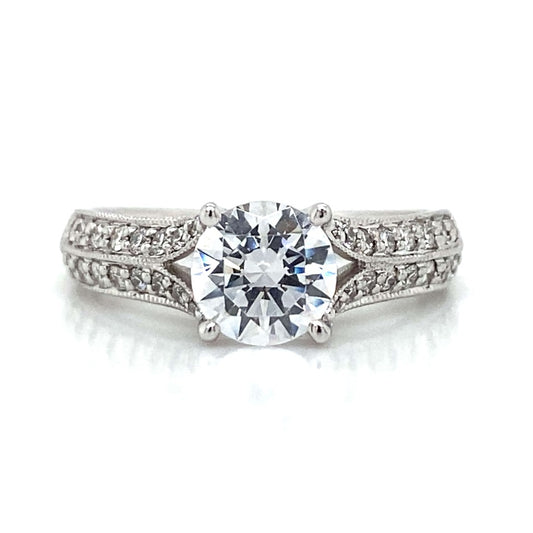 Ritani Pave Split Shank Engagement Ring in 14K White Gold