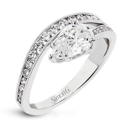 Simon G. Pave Fancy Split Shank Engagement Ring in 18K White Gold
