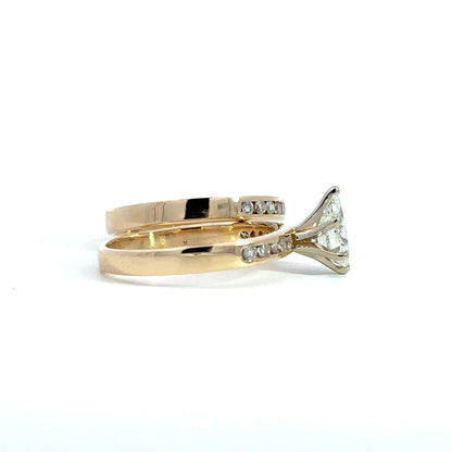 Pear Shape Diamond Wedding Set in 14k Yellow Gold