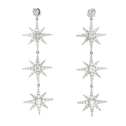 TRIPLE STAR DANGLE EARRINGS (4.44 ct. tw.) IN 18K White GOLD