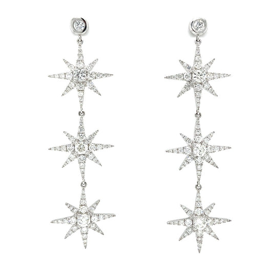 TRIPLE STAR DANGLE EARRINGS (4.44 ct. tw.) IN 18K White GOLD