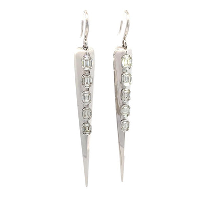 DANGLE ICICLE DIAMOND EARRINGS IN 18K White Gold
