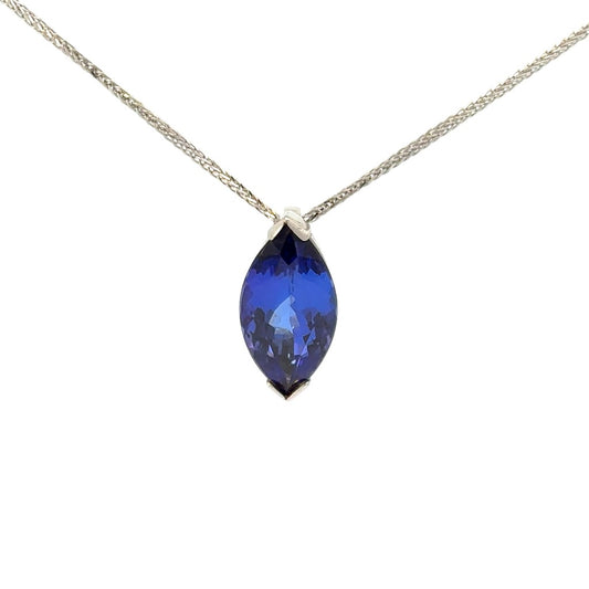 Marquise Tanzanite Pendant in Platinum