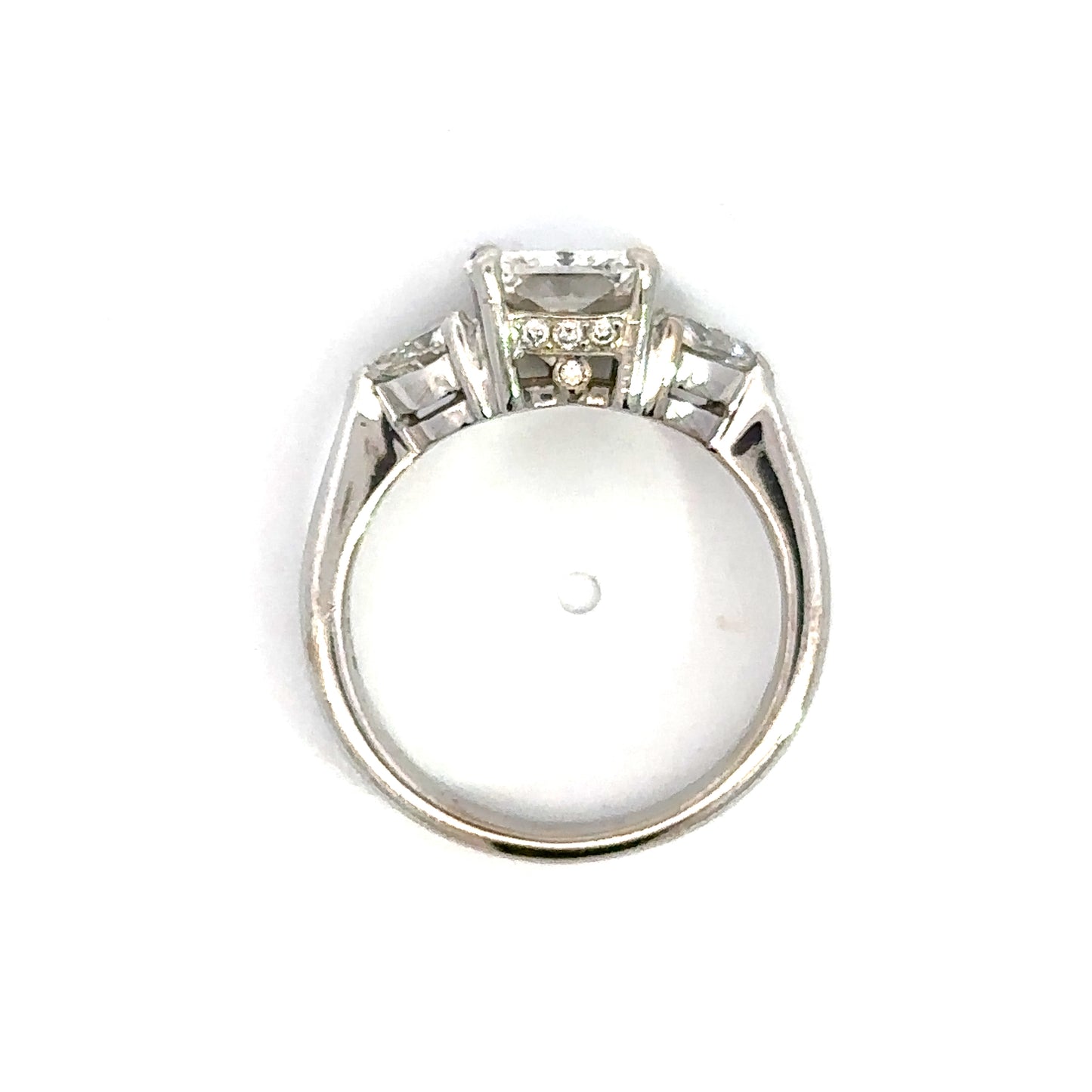 Three Stone Radiant & Heart Shaped Engagement Ring in 18K White Gold