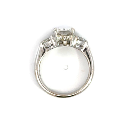 Three Stone Radiant & Heart Shaped Engagement Ring in 18K White Gold