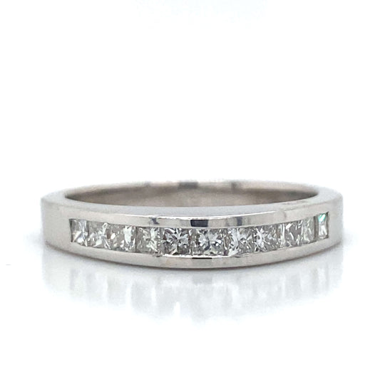 Princess Cut Channel Set Wedding Ring in 18K White Gold