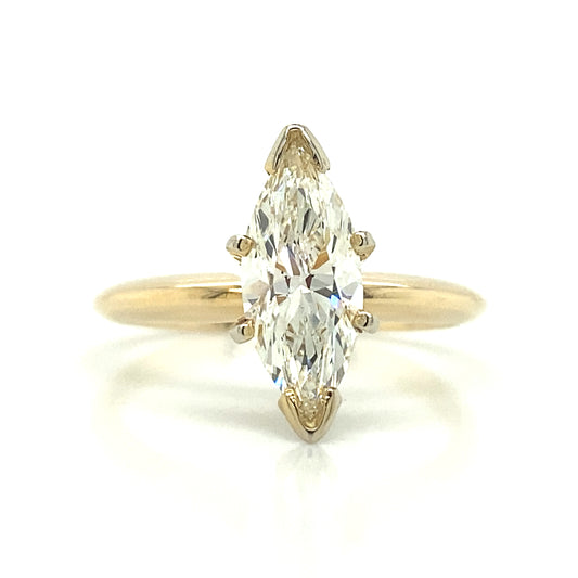 Solitaire Marquise Engagement Ring in 14K Yellow Gold