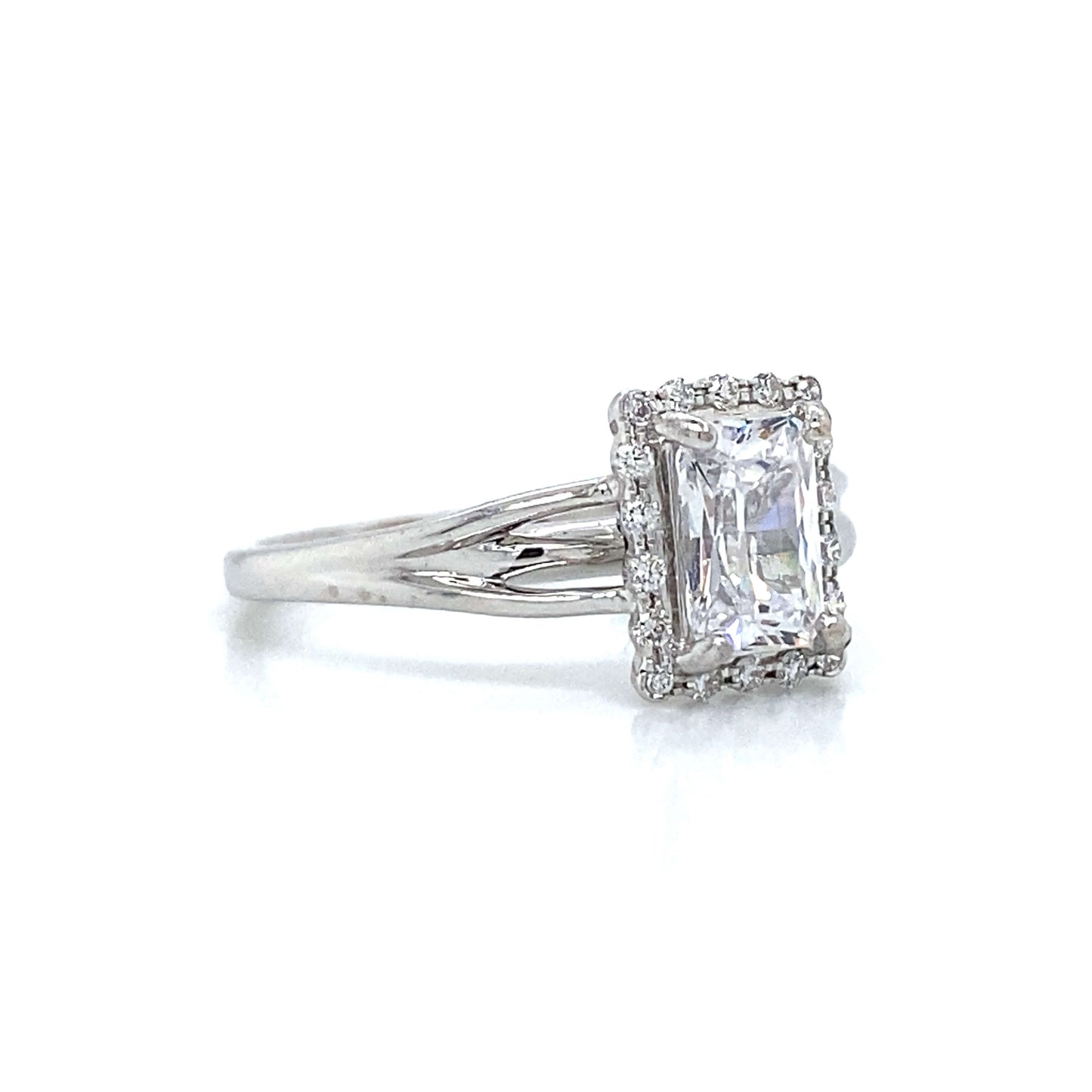 Verragio Square Halo Pave Engagement Ring in 18K White Gold