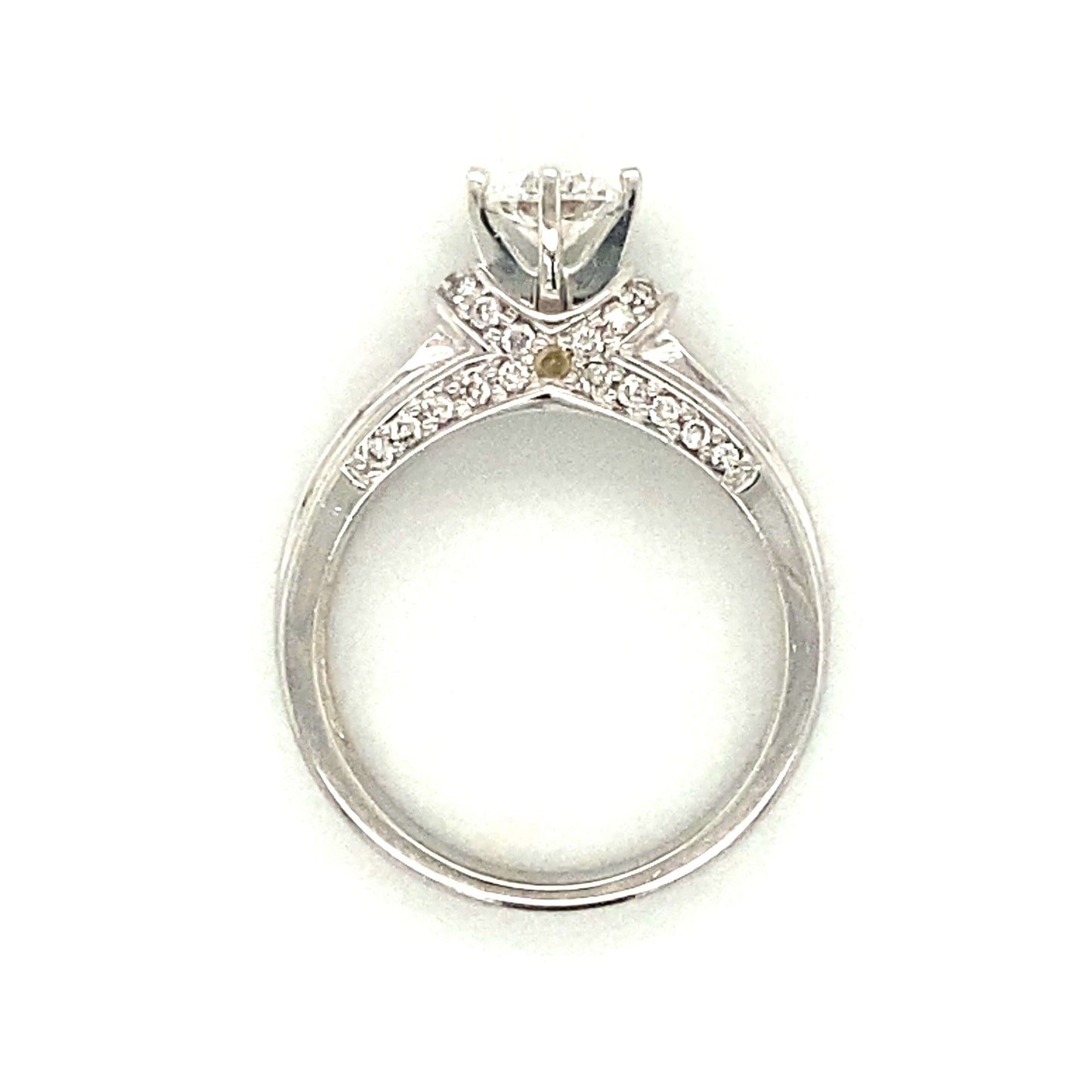 Side Stone Channel & Pave Set Engagement Ring in 14K White Gold