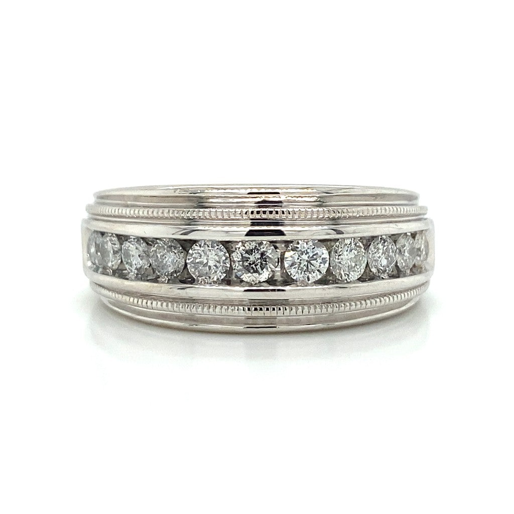 Channel Set Wedding Ring in 10K White Gold