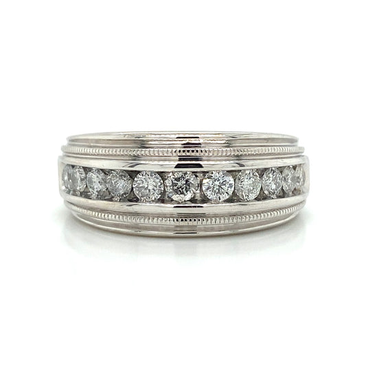Channel Set Wedding Ring in 10K White Gold
