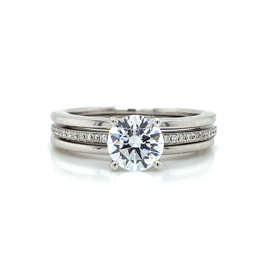 Zeghani Pave Bridal Set in 14k White Gold